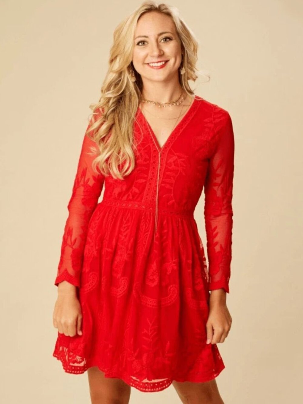 Altar'd State Lavesta red lace dress - size L